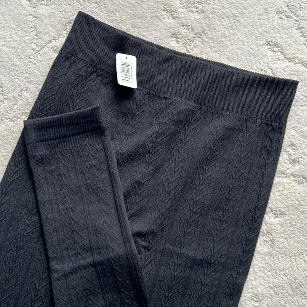 NWT trufit Black High Waist Lightly Fleeced Lined Leggings/Footless Tights